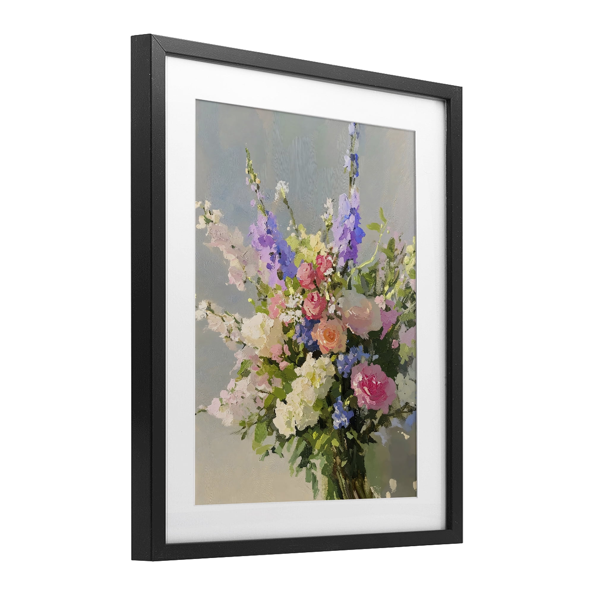 Stupell Industries Romantic Pastel Garden Bouquet Black Framed Print Under Glass, design by The Prints Vibe