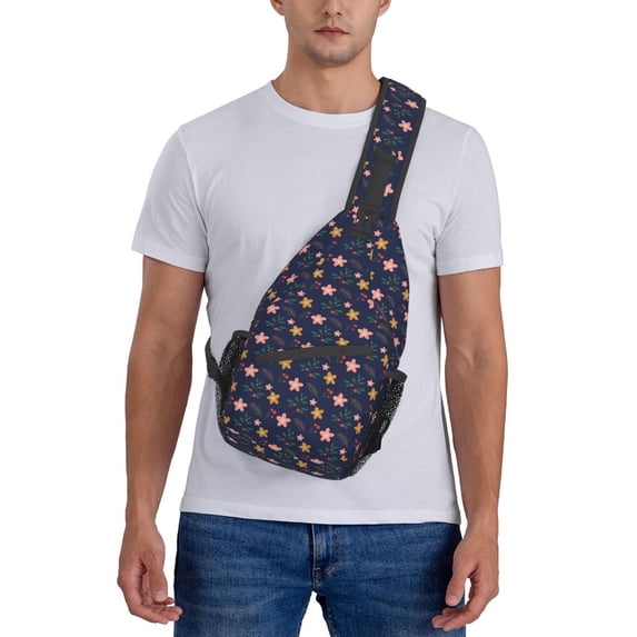 ZICANCN Crossbody Sling Bags for Women Men,Pink Yellow Floral Texture Casual Shoulder Backpacks for Travel Sport Climbing Runners Daypack