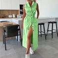 thumbnail image 4 of Robe Longue Décontractée Sans Manches pour Femme avec Taille Ajustable à Ceinture, Col en V, Design Uni pour le Quotidien et les Occasions Polyvalentes, 4 of 8
