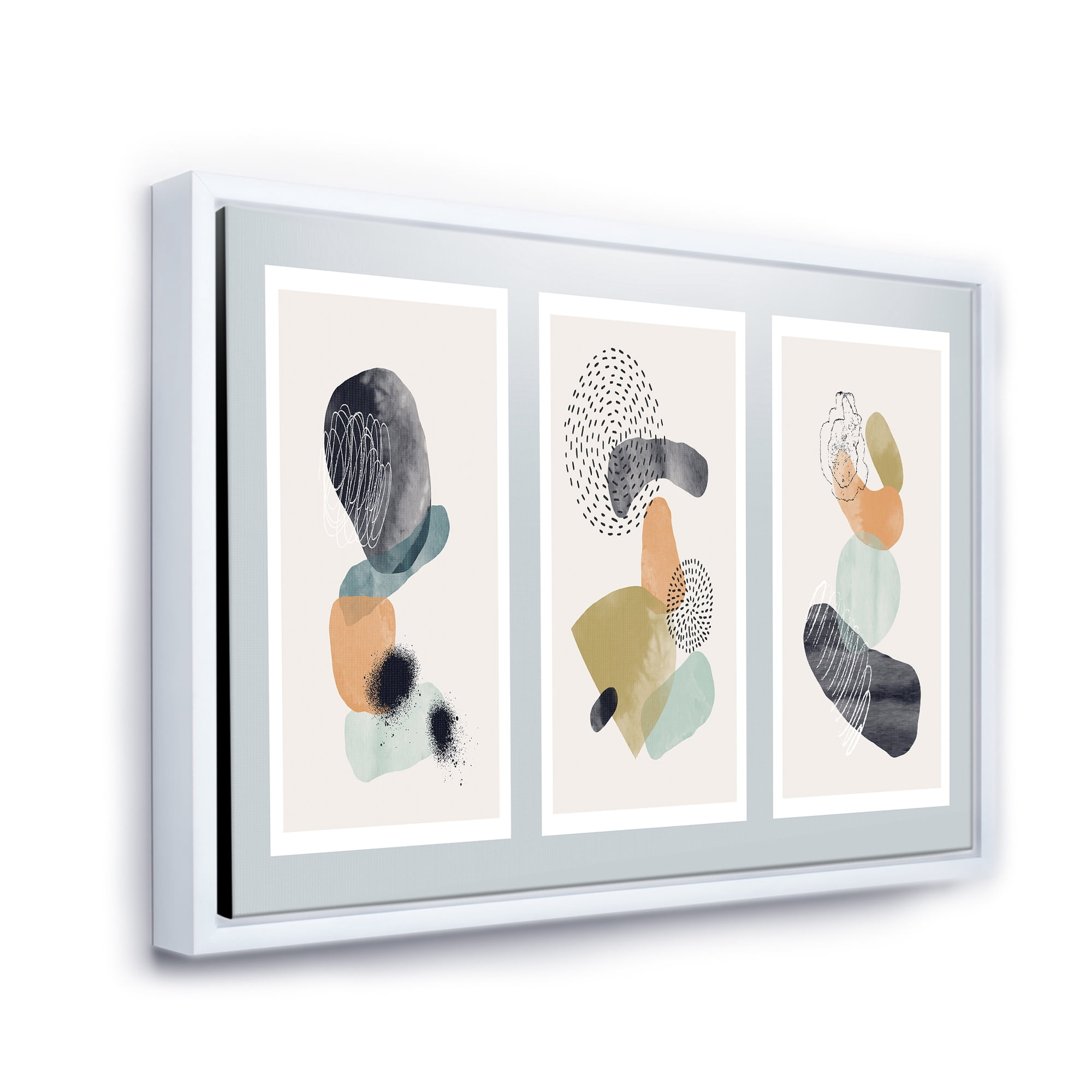 Designart 'Compostion Minimalistic of Organic Shapes I' Modern Framed Canvas Wall Art Print