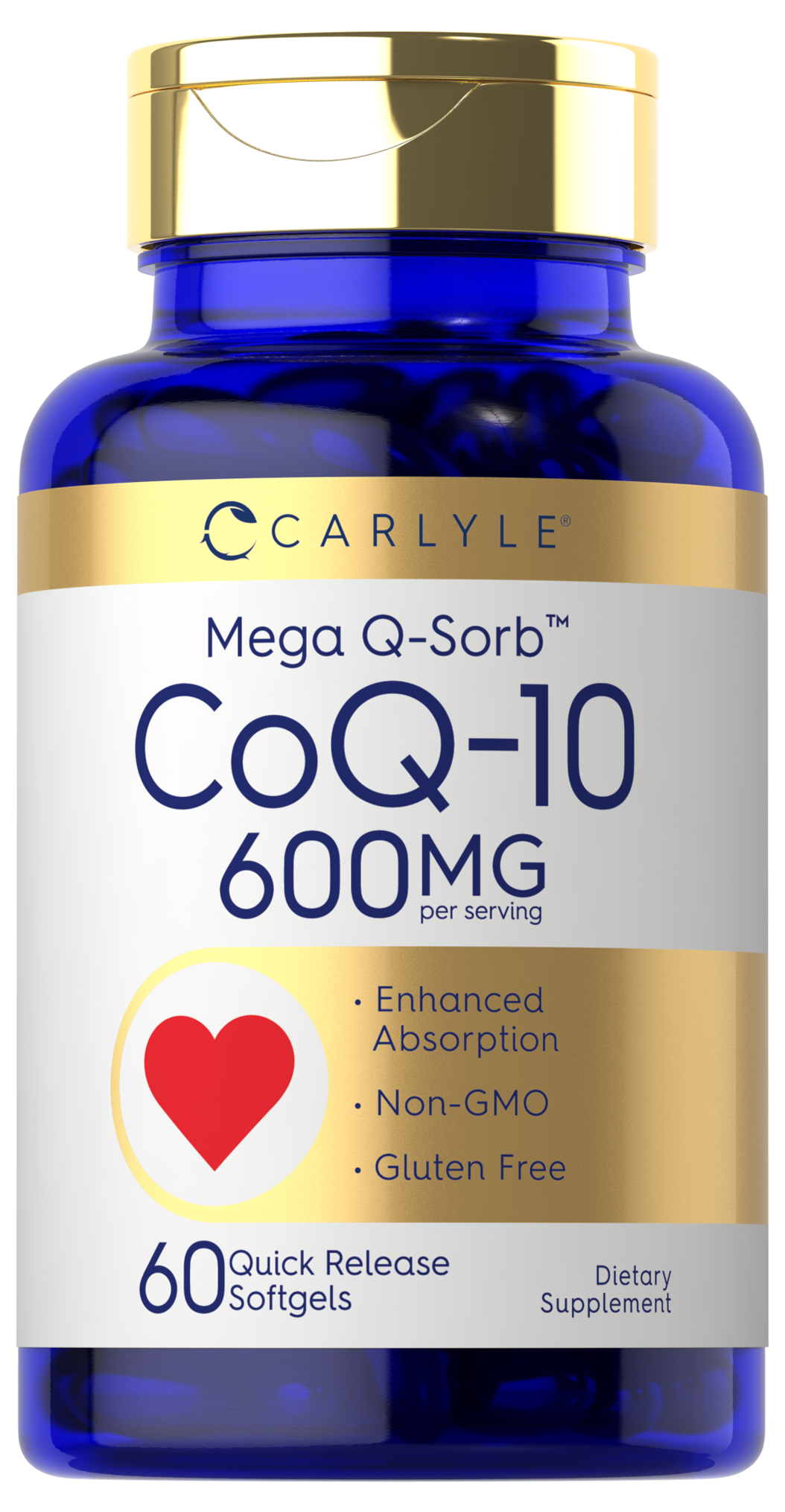 CoQ10 600 mg 60 Softgels with Black Pepper Extract by Carlyle