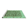 thumbnail image 2 of Ahgly Company Machine Washable Indoor Square Oriental Turquoise Blue Traditional Area Rugs, 6' Square, 2 of 4