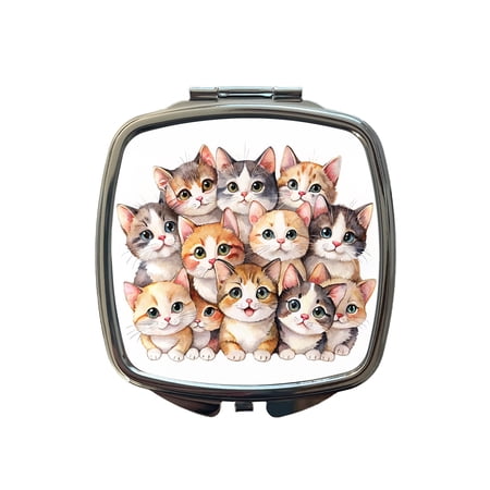 Sweet Munchkin Cats Travel Makeup Handbag Purse Small Pocket Compact Mirror