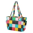 thumbnail image 2 of FORMRS Tote Bag for Women Quilted Large Capacity Travel Work Carry On Shoulder Handbag, Blue Checkered Pattern, 2 of 7