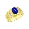 thumbnail image 4 of RYLOS Men's Rings Yellow Gold Plated Silver Designer Nugget Ring Oval 9X7MM Gemstone &  Diamonds  Lapis Lazuli Birthstone Rings For Man Size 12, 4 of 8