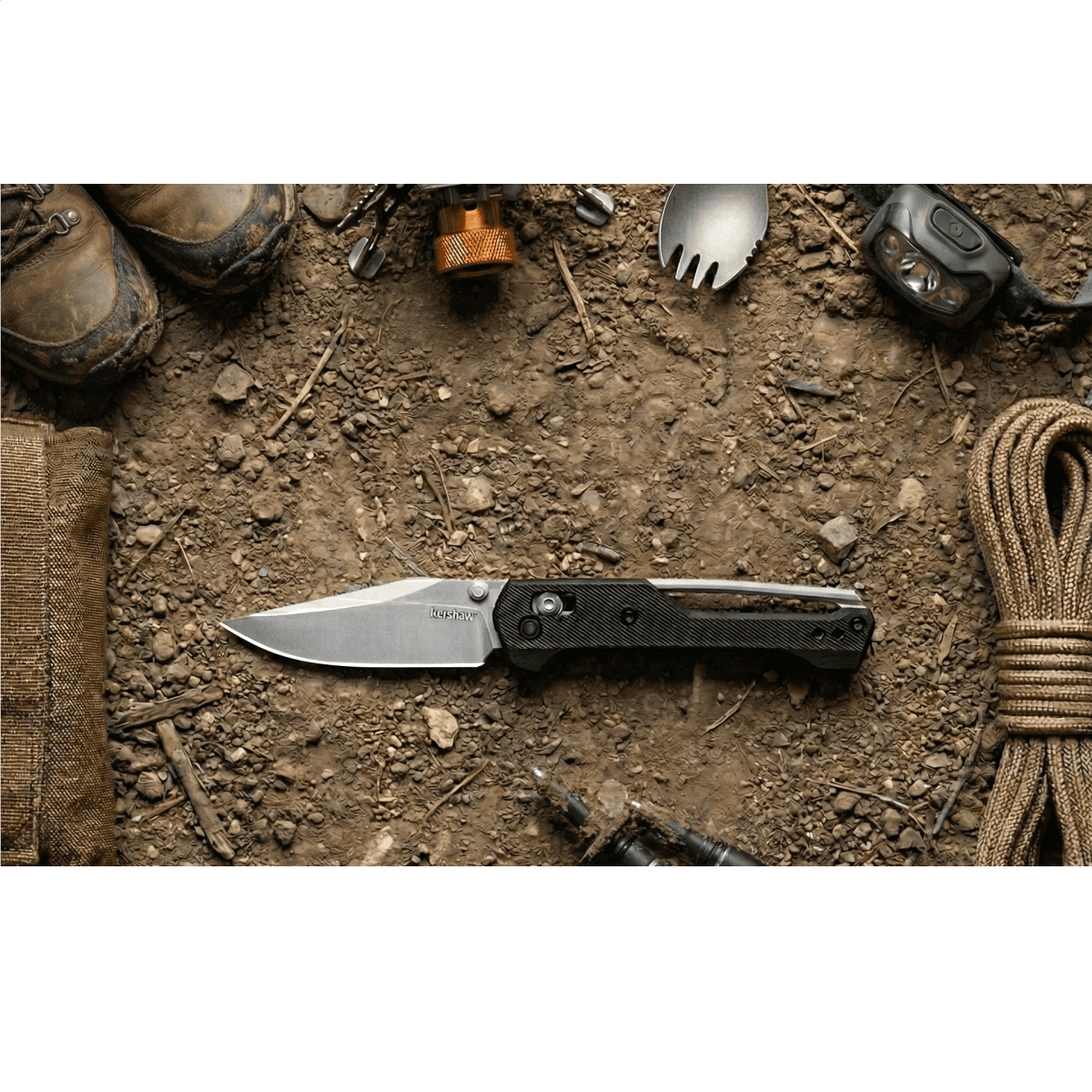 Kershaw Airspace Manual Open DuraLock Clip Point Point Blade EDC Folding Pocket Knife - Black