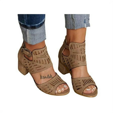 

Womens Peep toe Sandals Ladies Summer Bridal Party Low Heels Shoes Size 4.5-11.5