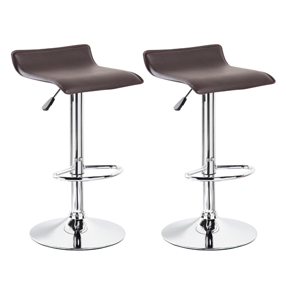 Set of 2 Bar Stools Leather Modern Hydraulic Swivel Dinning Chair Pair Barstools 