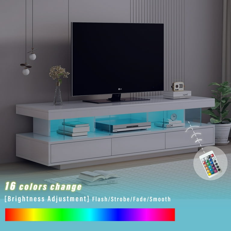 Aukfa LED TV Stand - Modern High Glossy Cabinet - Walmart.com