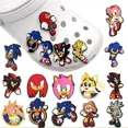 thumbnail image 2 of Hebillas de zapatos Kawaii Sonices con personajes de juegos de dibujos animados de anime, zapatillas de PVC para hacer tú mismo, accesorios de decoración, regalos de cumpleaños, 2 of 5