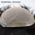 thumbnail image 4 of Men's Toupee Silk Base PU Around Real Human Hair Full Hand Tied Silk Top Straight Hair System Unit, 4 of 4