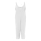thumbnail image 2 of Gibobby Monos Holgados Mono sin mangas con cuello en V para mujer, informal, liso, de verano, con pierna ancha, pantalones con pechera, mono con botones y bolsillos con botone(Blanco， XXL), 2 of 5