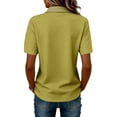 thumbnail image 5 of DENGDENG Womens Cotton Polo Shirts Summer Button Down Loose Fit V Neck Short Sleeve Tops Golf Tennis Sports Casual T Shirts,L,#03 Army Green, 5 of 6