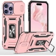 thumbnail image 1 of Funda para iPhone 14 Pro Max, funda para mujer con tapa deslizante y soporte, a prueba de golpes, TPU con textura mate, diseño híbrido para iPhone 14 Pro Max (oro rosa), 1 of 8