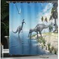 thumbnail image 3 of Ambesonne Animal Shower Curtain, Wild Suchomimus Dinosaur, 69"Wx75"L, Blue Green Grey, 3 of 4