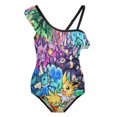 thumbnail image 1 of Girls Cartoon Poke-mon One Piece Swimsuits Cute Syl-veon Ruffle Bathing Suits Quick Dry Swimwear for 9-11Y(140cm), 1 of 5