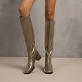 thumbnail image 2 of YLYL Women's Knee High Boots Square Toe Chunky Block Heel Zip up Pull on Wide Calf Boots, 2 of 9