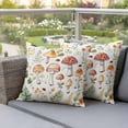 thumbnail image 4 of Spring Mushroom Pillow Covers 2 Pack Watercolor Leaf Pillowcase Waterproof Outdoor Throw Pillow Cover for Patio Garden Square Cushion 18”x18”, 4 of 9