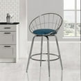thumbnail image 4 of Home Square Metal Swivel Counter Height Stool Teal Blue Velvet - Set of 3, 4 of 11