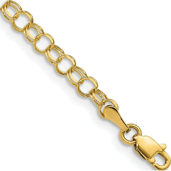 10K Yellow Gold Solid Double Link Charm Bracelet (Width 4) (Length 5.5) - Jbsp