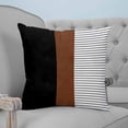 thumbnail image 4 of 14x14 Pillow Covers Set of 2, Black Brown Throw Pillow Covers Decorative Couch Cushion Case, Contemporary Striped Boho Art Microfiber Square Pillowcases for Bedroom Car Living Room, 4 of 7