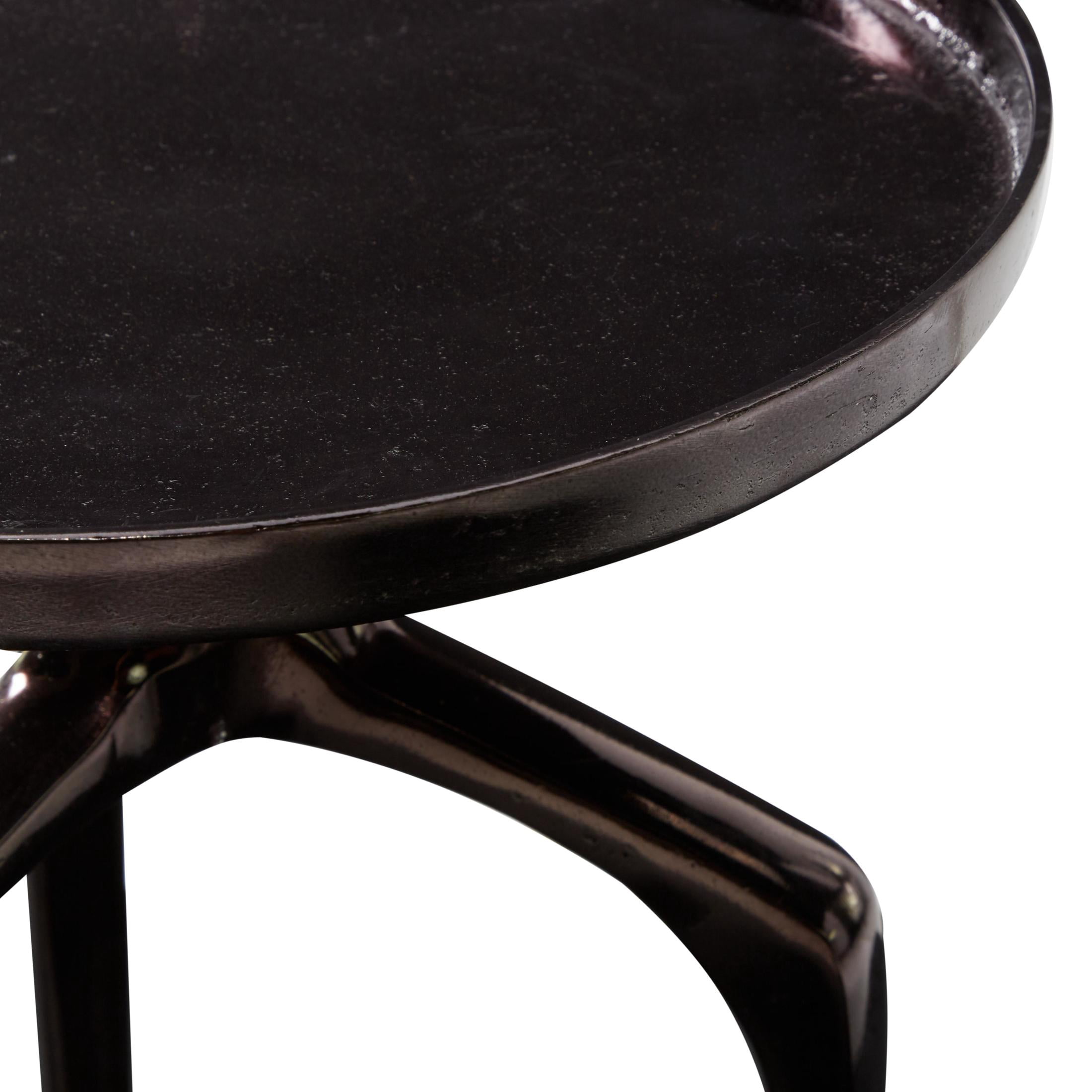 DecMode 13" x 22" Black Aluminum Metal Tray Inspired Top Accent Table with 3 Tripod Legs, 1-Piece