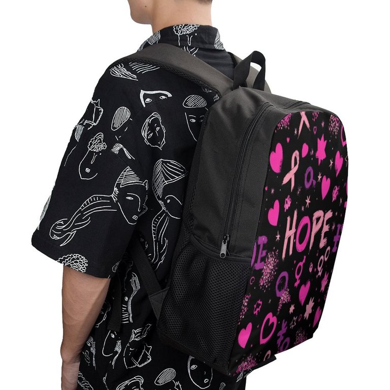 Hope Pink Ribbon Hearts Backpack Fashion Durable adolescent  display picture 3