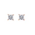 thumbnail image 2 of GEMOUR Rose Gold Plated Sterling Silver 2 ct Princess Cut Cubic Zirconia Stud Earrings, 2 of 3