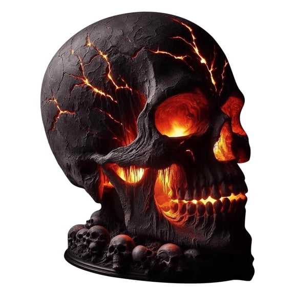 Chanana Skull Flame Table Lamp,Lava Stone Skull Lamp, Spooky LED Desk Light, Halloween & Gothic Decor, Unique Room Accent, Ignite a Mysterious Atmosphere, Halloween Home Decor