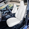 thumbnail image 2 of For 2017-2024 Tesla Model 3 FH Group Faux Leather Custom Fit Car Seat Covers   Solid White - Front Seats, 2 of 5