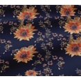 thumbnail image 5 of oneOone Viscose Jersey Navy Blue Fabric Flower & Leaves Watercolor Sewing Material Print Fabric By The Yard 60 Inch Wide, 5 of 5