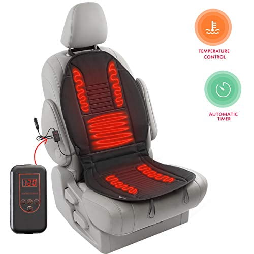 KKmoon 2 PCS 12V Car Front Seat Heating Cover Pad Cushion Black with Intelligent Temperature Controller Winter Heater Velvet