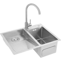 Miumaeov Stainless Steel Laundry Sink with Washboard 2-in-1 In-counter Undermount Utility Sink with Faucet for laundry rooms utility rooms