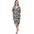 thumbnail image 1 of Bimba Floral Print Black Women Sleepshirt Notched Collar Sleepwear Nightshirt - 4, 1 of 5