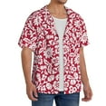 thumbnail image 2 of Susaid Red Flowers Print Men's Polo Shirts Button Down Short Sleeve Casual Summer Beach Vintage Shirts for Men-Large, 2 of 5