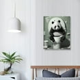 thumbnail image 3 of JEUXUS Farmhouse Funny Bathroom Panda Wall Art Black and White Rustic Country Bathroom Panda on Toilet Pictures Wall Decor Farmhouse Bathroom Sign Canvas Prints Painting Modern Home Framed, 3 of 4