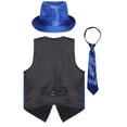 thumbnail image 4 of TiaoBug Men Women Sparkling Sequin Sleeveless Waistcoat Vest+Hat+Necktie for Disco Theme Party Royal Blue XXL, 4 of 7