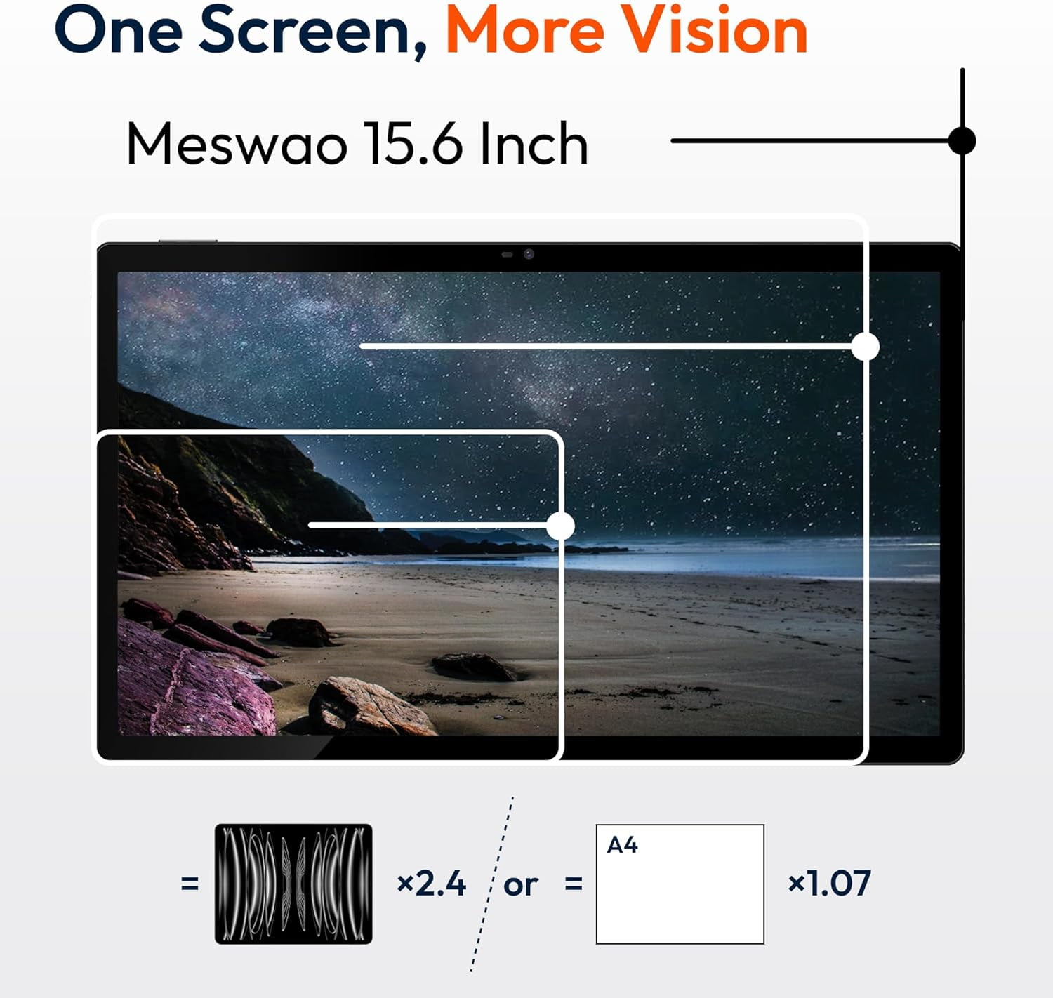 MESWAO 15.6 Inch Android 14 Tablet, 2025 Large Tablet with1080 IPS HD Display Big Screen, 8-Core, 6GB+128GB, Support 1TB TF Card, 12000mAh Long Lasting Battery for Movie/Work-Space Gray