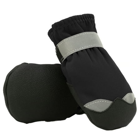 

Dog Shoes Non-Slip Soles Plush Protection Paw Pet Shoes Warm Wear-Resistant Booties For Dog Black 1