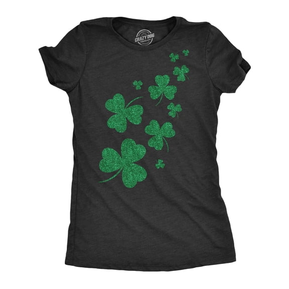 Womens Glitter Shamrocks T Shirt Funny St Saint Patricks Day Shamrock Clover Tee Womens Graphic Tees
