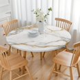 thumbnail image 3 of White Gold Marble Pattern Round Fitted Tablecloth with Elastic Edge,Dining Table Cover Waterproof,Outdoor Round Tablecloth for Camping,Dining,Indoor and Outdoor, 3 of 7