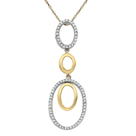3/8 ct Diamond Circle Pendant Necklace in 14kt White & Yellow Gold