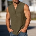 thumbnail image 3 of Tsivenald Mens Tank Tops Button Placket Sleeveless Loose Fit Pullover Shirts Crinkle Fabric with Chest Pocket Casual Tank Top for Men, 3 of 9