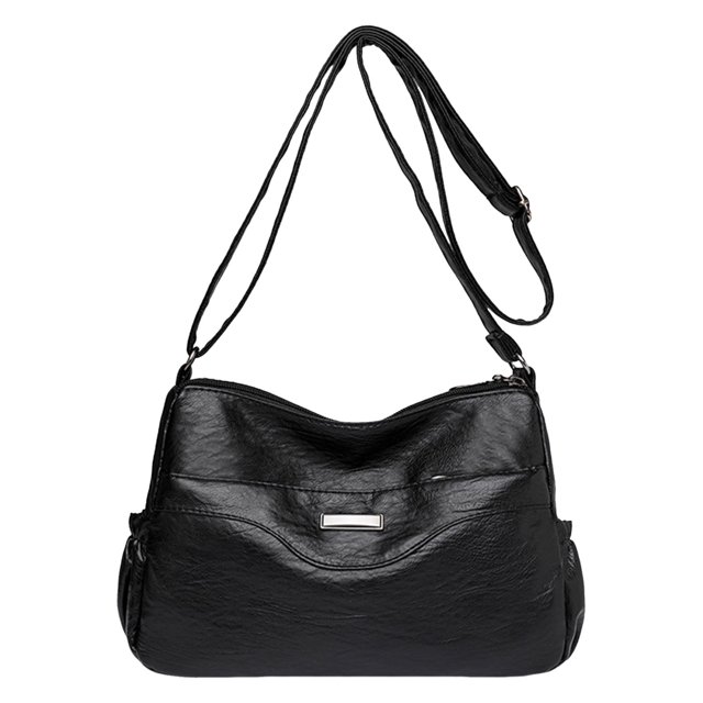 Bmisegm Women Shoulder Bag Fashionable New Pattern Retro Solid Color Large Capacity Zipper Versatile Messenger Bag Mens Purses or Shoulder Bags Black One Size