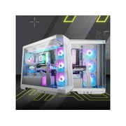 MSI MAG PANO M100R PZ White Micro-ATX PC Case - Supports Back-Connect Motherboard, 4 ARGB Fans, Lighting Hub, GPU Support Stand, Dust Filters, USB Type-C (20Gbps), 270-degree Panoramic Display