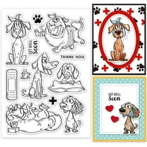 Comic Dog Clear Stamps Cartoon Animals Silicone Clear Stamp Seals Get Well Soon Transparent Stamps for DIY Scrapbooking Cards Making Photo Album Journal