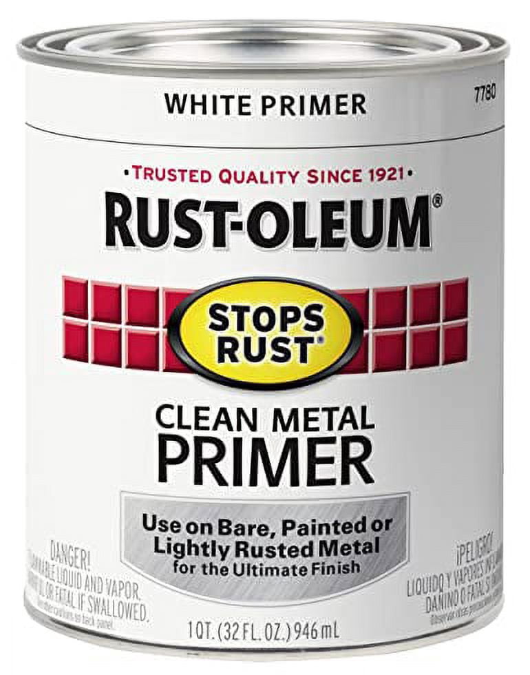 Rust-Oleum Clean Metal Primer Oil Based - Durable, Interior/Exterior - 1 Qt, White — Interior & Exterior Use, Professional Finish