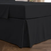 Mellanni Iconic Collection Pleated Microfiber Bed Skirt 15" Drop, California King, Black