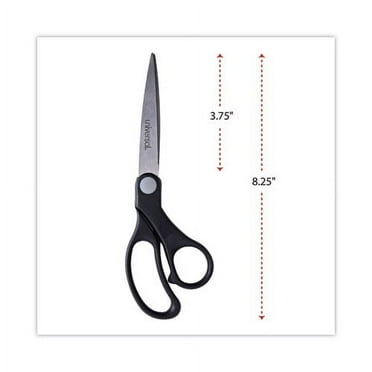 2Pc Universal Stainless Steel Office Scissors, 8.5" Long, 3.75" Cut Length, Black Offset Handle | Order of 1 Each