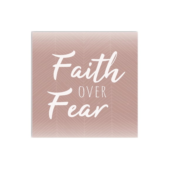 Faith Over Fear Dusty Pink Chevron 12 x 12 Wood Wall Sign Plaque